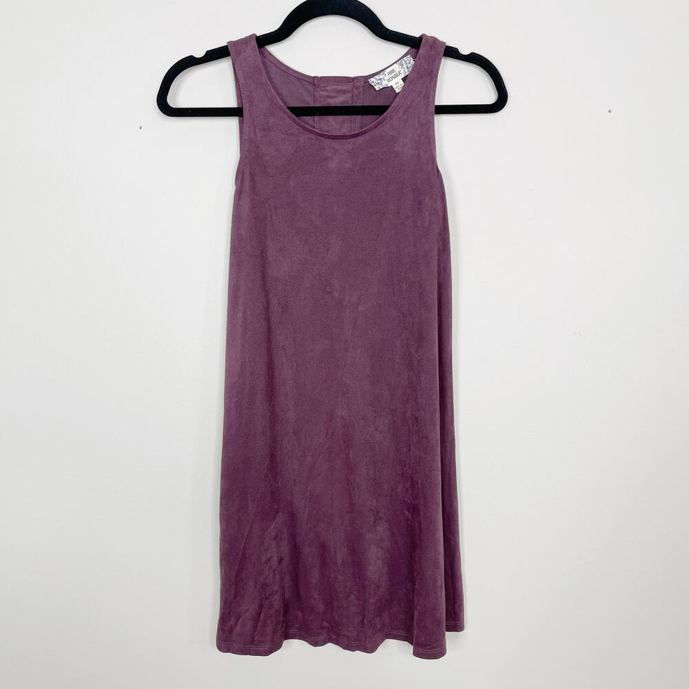 Pink Republic XSmall Purple Faux Sueded Lace Back Dress Sleeveless Artisan Wine